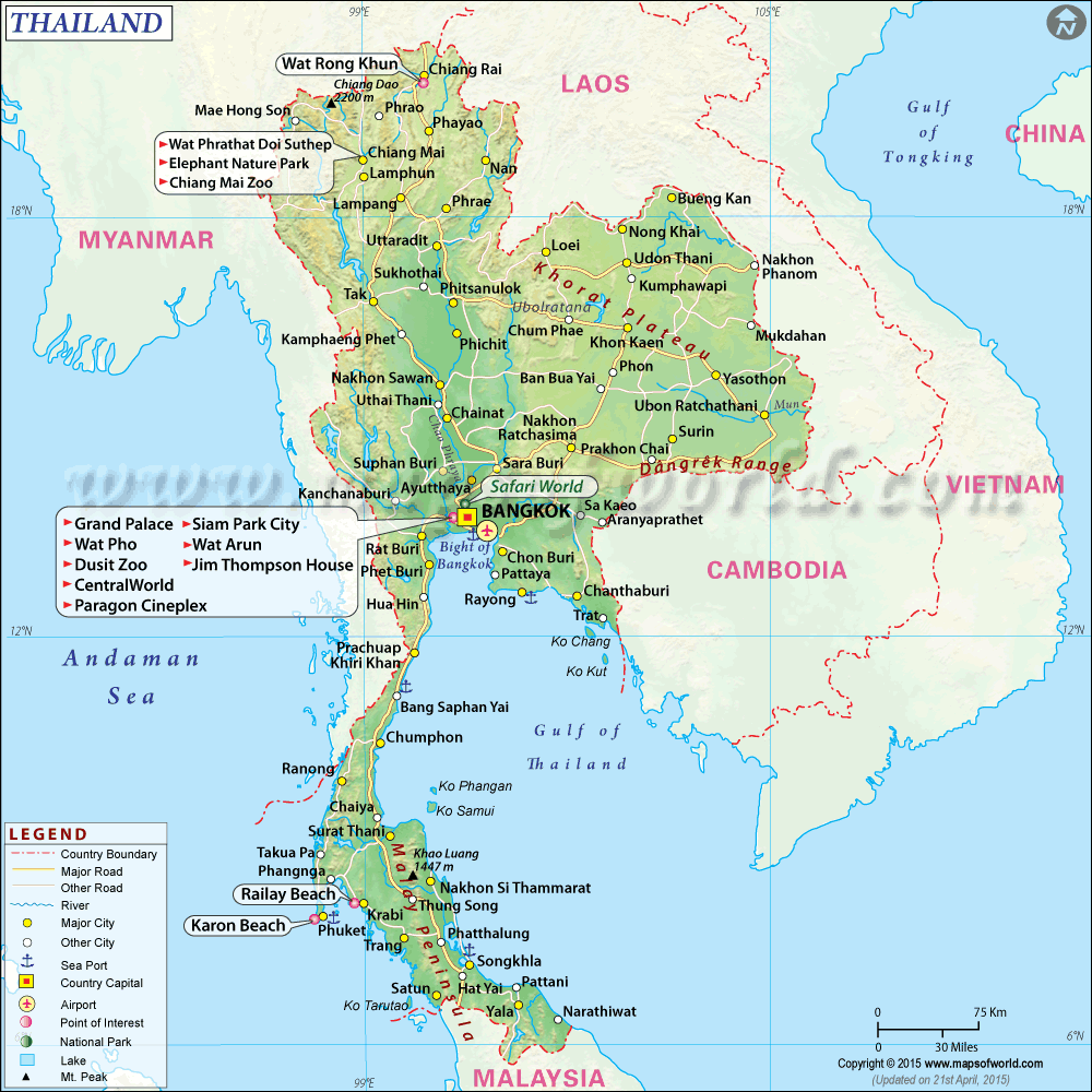 Karta över Thailand- Chaam.org